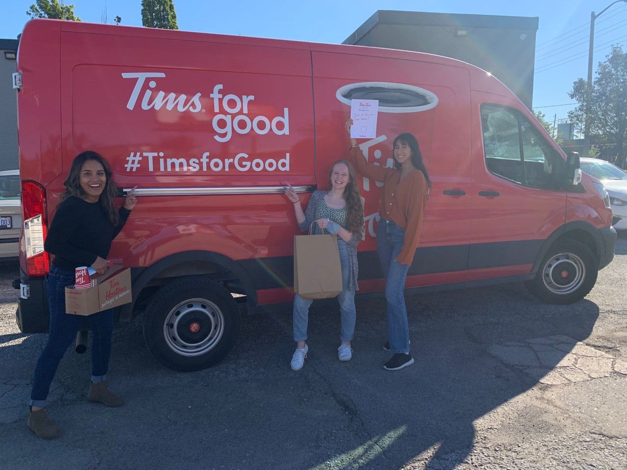 Amadeusz was nominated for the #TimsforGood campaign and received coffee and baked goods as a special treat (September 2021)